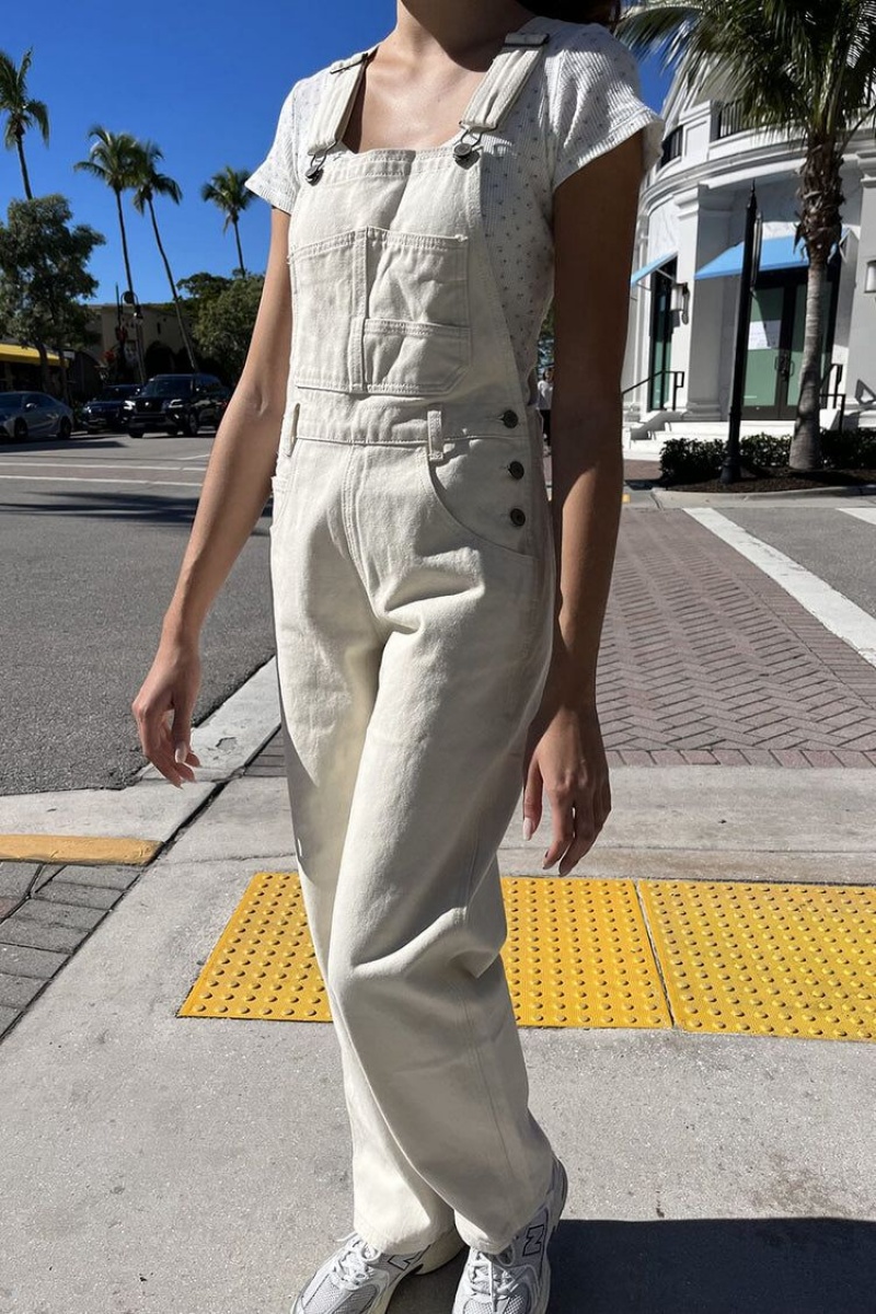 Pantalon Brandy Melville Hayley Overalls Blanche | CCF-63729046